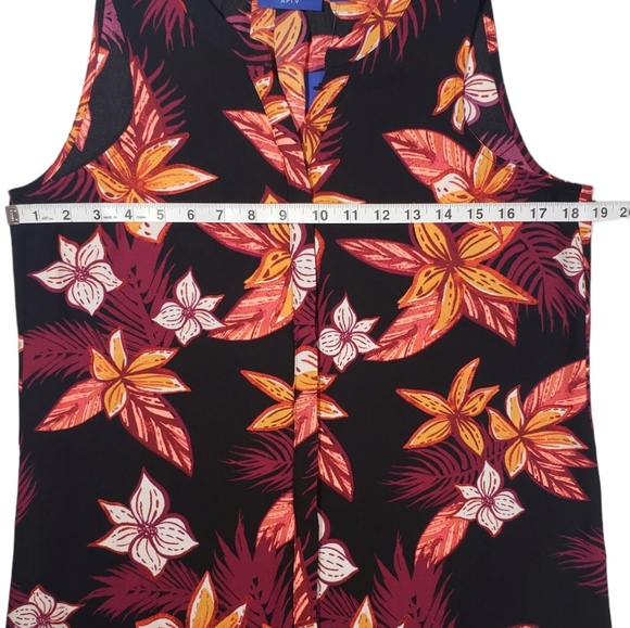 Apt 9 NWT Floral Pleat Back Button Down Sleeveless Shirt Size XS - Picture 11 of 13